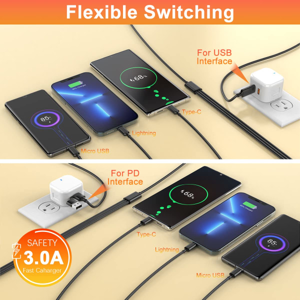 3M Multi Fast 4-in-1 monitoiminen nailonkaapeli USB/C
