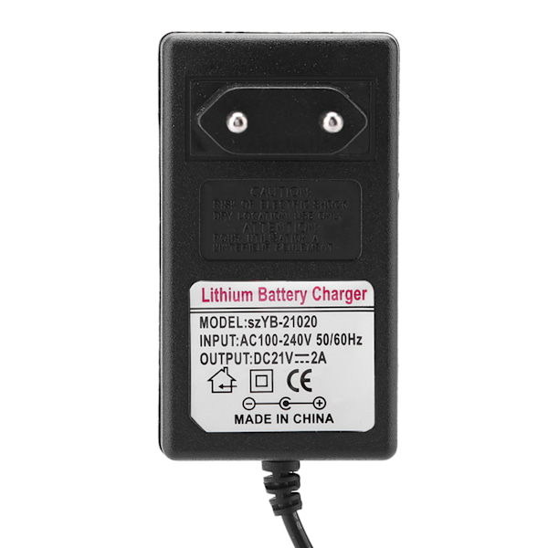 AC 100-240V DC 21V 2A Sikker strømforsyningsadapter Lithium-ion batterioplader EU-stik