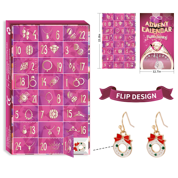 Ny 24-Dages Digital Julekalender med Daglige Pakker, Blind Box, Smykker, Ringe, Halskæder, Jule Blind Box, Tilfældig