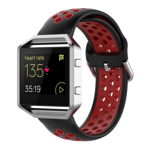 For Fitbit Versa 2 / Versa / Versa Lite / Blaze 23mm Sports To-fargets Silikonutskiftingsrem Klokkerem Black Red