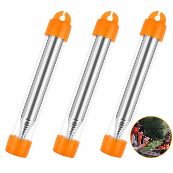 Pocket Bellows 3 Pcs Blow Fire Pipe Stainless Steel Collapsible Blow Fire Pipe For Fireplace Grills Camp Fire Blows Air Into A Fire Travel