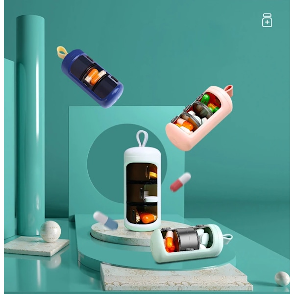 2 st 3-fackspillask av plast, resemedicinförvaringslåda