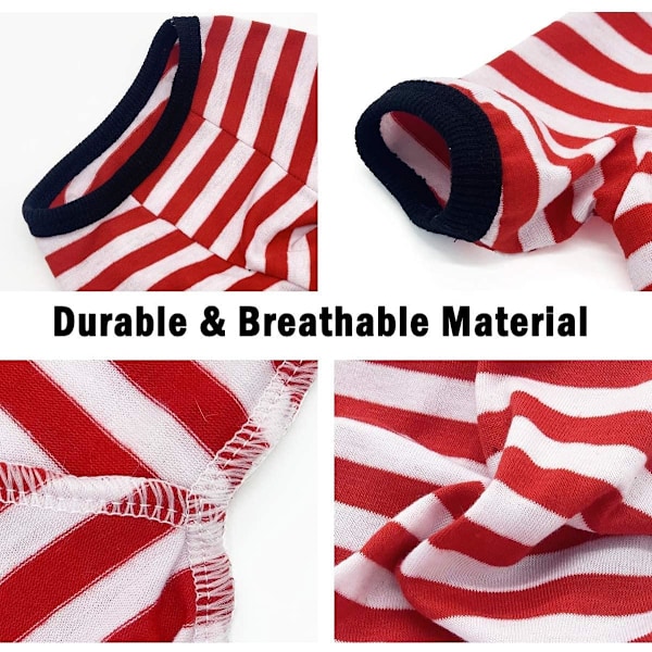 2-pack hundtröja husdjurskläder bomullsrandig kläder, andningsbara mjuka tröjor för små medelstora stora hundar Svart*1 & Röd*1 Black*1 & Red*1 Large