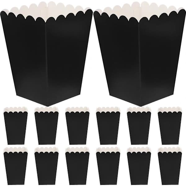 {hw}50 stk. Popcornæsker Papir Popcornrør Simple Fedttætte Popcornbeholdere Black