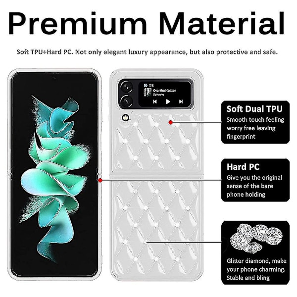 Samsung Galaxy Z Flip 3:lle iskunkestävä puhelinkotelo, timanttikiiltävä kansi