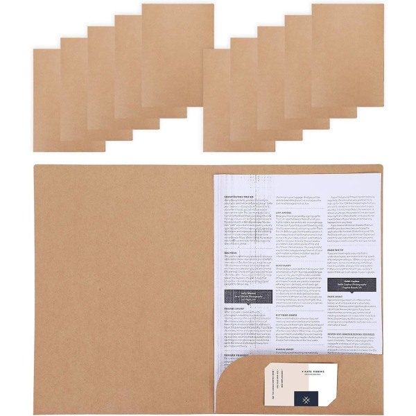 10 Pack A4 Paper Folder Brown Foolscap Wallet Business Report Holder