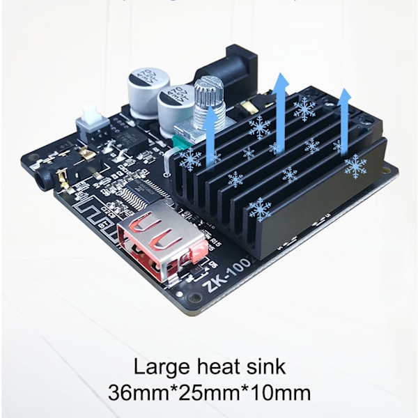 ZK-1002M 100W+100W Bluetooth-yhteensopiva 5.0 tehoäänenvahvistinlevy Stereo AMP-vahvistin Kotiteatteri AUX USB