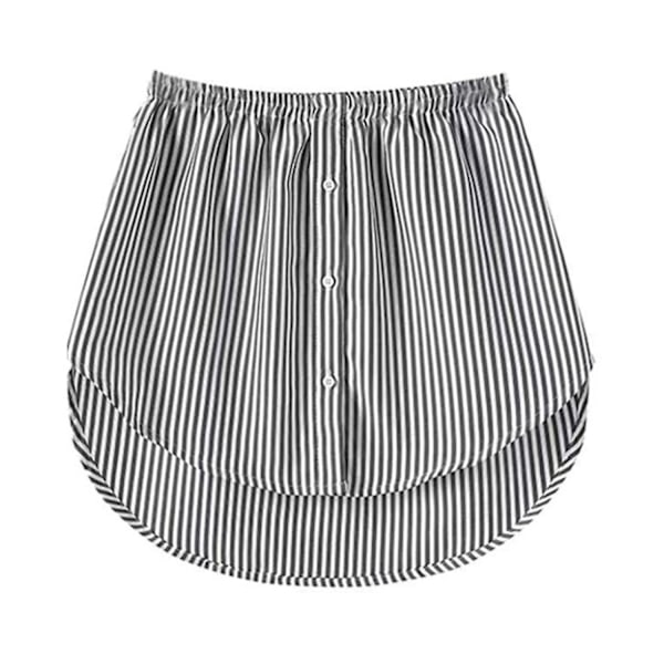 Skjortförlängare Justerbar Lager Falska Toppar Sweeper Hem med Elastisk Midja Svart Vit Black White XL