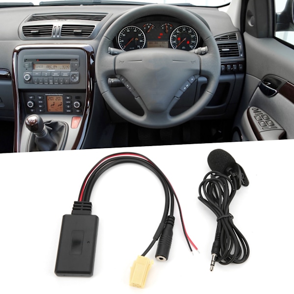 Bluetooth 5.0 AUX-kabeladapter med mikrofon, håndfri erstatning for Fiat 500/Grande Punto/Qubo/Fiorino