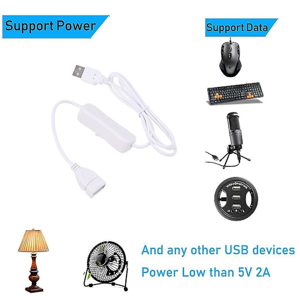 Vit snabb överförings USB 2.0 vit förlängningskabel med strömbrytare