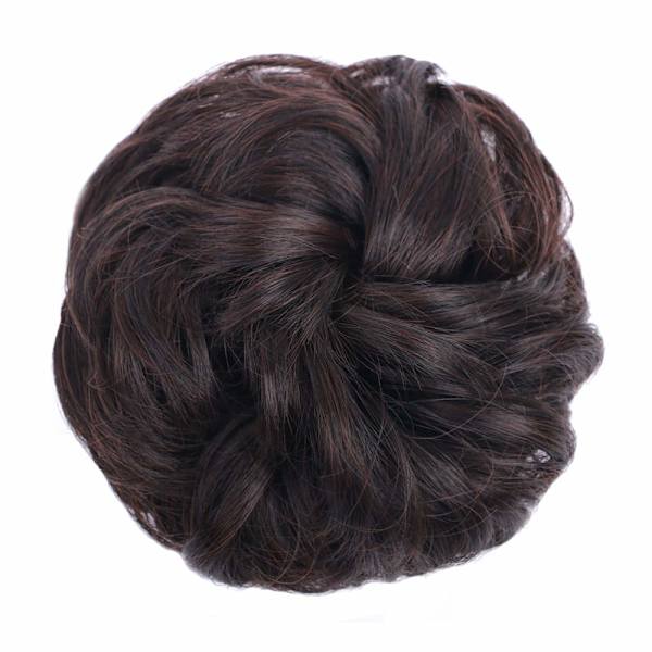 1 stk Messy Bun Hårextensjon Scrunchie Krøllete Bølget Messy Syntetisk Chignon for Kvinner Oppsett Hårtilbehør Darkest Brown & Dark Auburn Mixed
