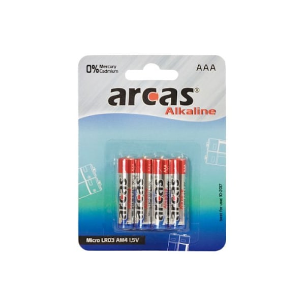 Pakke med 4 alkaliske mikro AAA Arcas-batterier