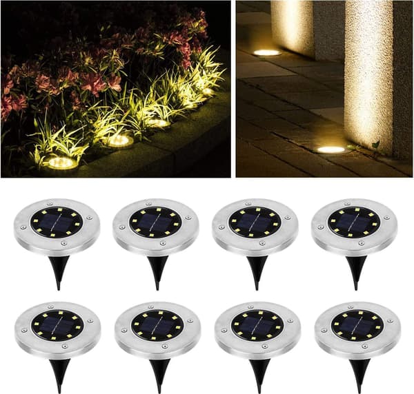 Hastighed 8 x LED solcellelampe indbygget gulvspot