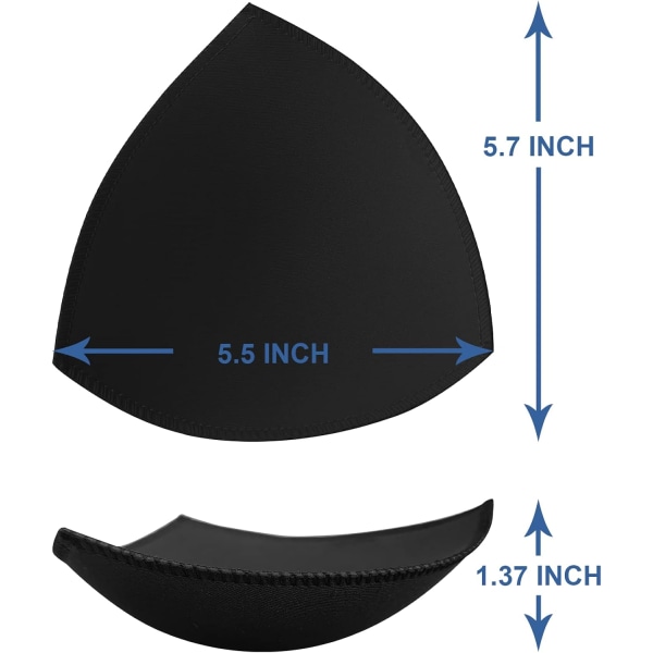 4 par bh-indlæg, aftagelige sports-bh-skåle trekant 4 par sort 4 Pairs Black C/D