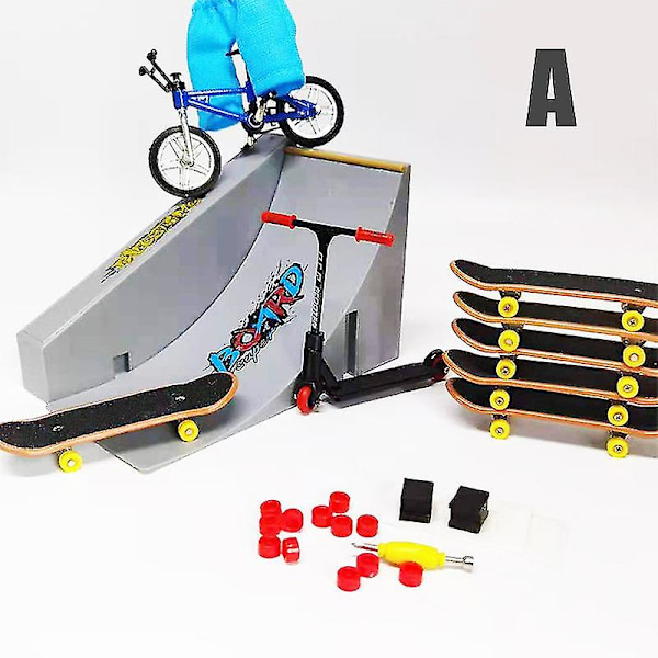 Tech Finger Skateboard Kit Finger Bike Bmx Mini To-hjulsscooter Skate Fingers Sports Trening Rekvisitter Rampe Skate Park Leke Pop STF00349 A