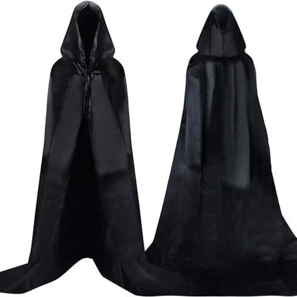 Svart elegant huva för vuxna, kostym för Halloween, karneval, jul, vampyr, pirat, storlek M