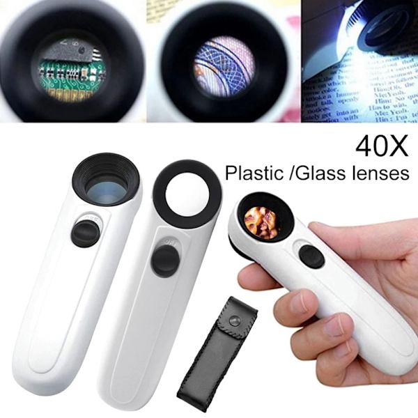 Mikroskop Bärbar 40x HD Handhållen Lupp Med Lampa Mobiltelefon Reparation Smycken Identifiering Hög Effekt Lupp