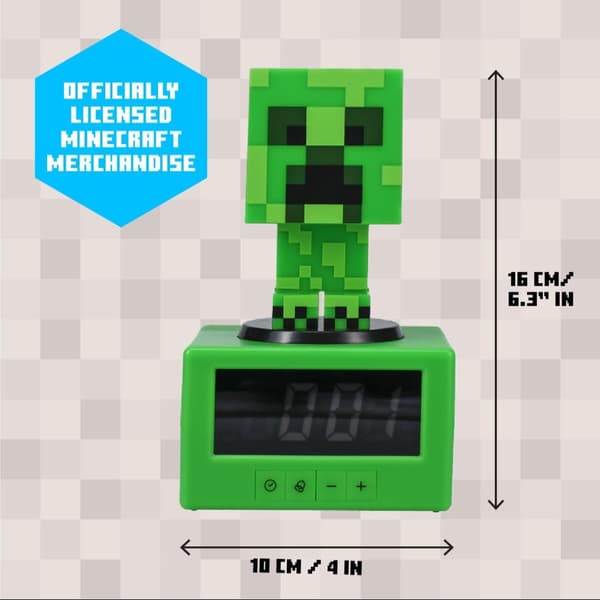 Minecraft Creeper Väckarklocka Lampa – LED Lysande Bordsklocka Dekoration