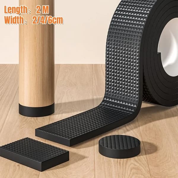 Sklisikre møbelputer selvklebende sklibeskyttelse for bord- og stolben, lyddempende tykke fotdeksler Width 4cm 2 Meters