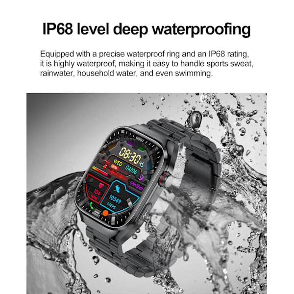 INF Smartwatch EKG, puls, blodtryk, søvn, skridttæller Svart Sort