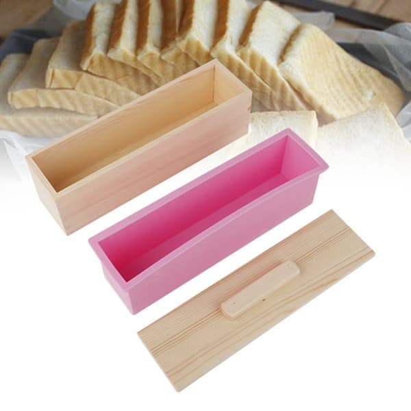 900ML Rektangulær Silikon Såpeform med Lokk DIY Verktøy for Baking av Kake Is Sjokolade[BT]