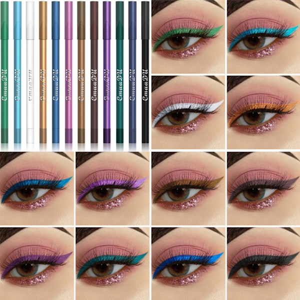 Eyeliner Pennset Färgstark Pärl Eyeliner Metallisk Glitterfärgad Eyeliner Gel Ögonskuggspenna Kit Ögonmakeup Pennor