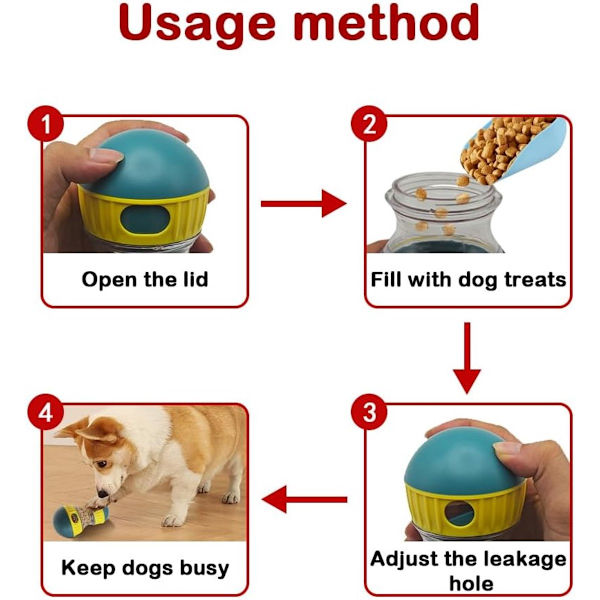 Hundesnackbold - Interaktiv Langsom Foderdispenser - Puslespilslegetøj til Hunde Katte - Justerbart Foderudløserlegetøj Colour One size