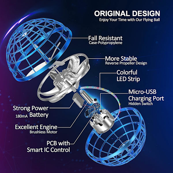 Flygande Orb Ball Leksaker Soaring Hover Pro Boomerang Spinner Hand Con