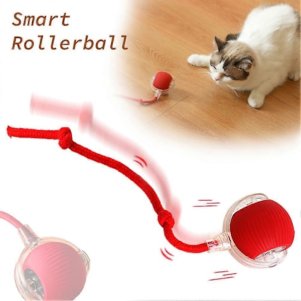 Smart Rollerball Självspelande Katt Leksak, Kattboll för Lekfulla Katter Red