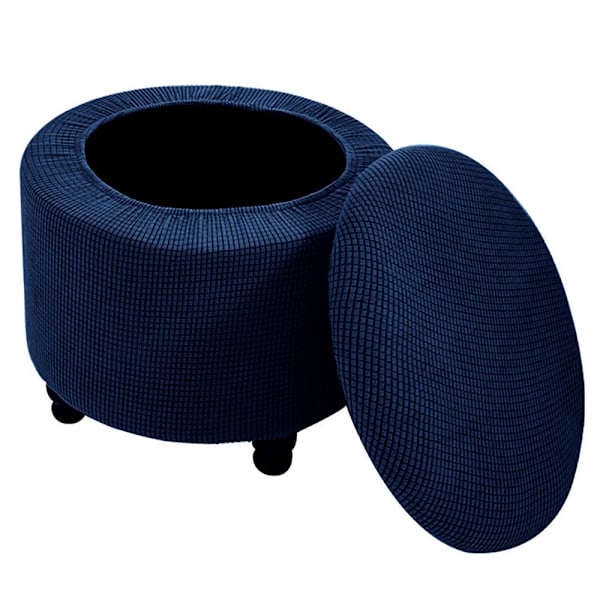 2 ST Round Ottoman Överdrag Förvaringsottoman Överdrag VIT[qb] White