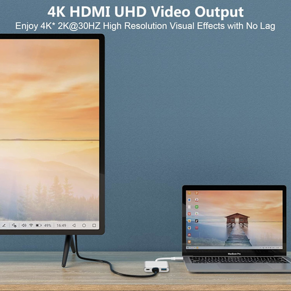 USB C till HDMI USB C-adapter med 4K HDMI-utgång USB 3.0-port och