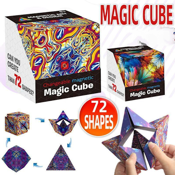 Variation Interchangeable Magnetic Magic Cube 3D Hand Flip Puzzle Anti Stress Toys P Rubik's Cube Astronaut Lila