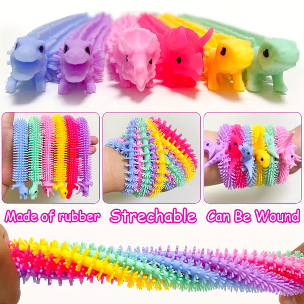 25 st elastiska dinosaurie sensoriska leksaker - texturerade rep avslappningsleksaker för barn, kalasgåvor 25pcs