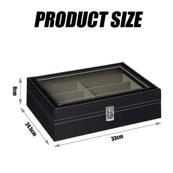Solbriller Organizer Oppbevaringsboks 8 Rom Boks for Kvinner Menn Briller Display Case Samler PU Lær