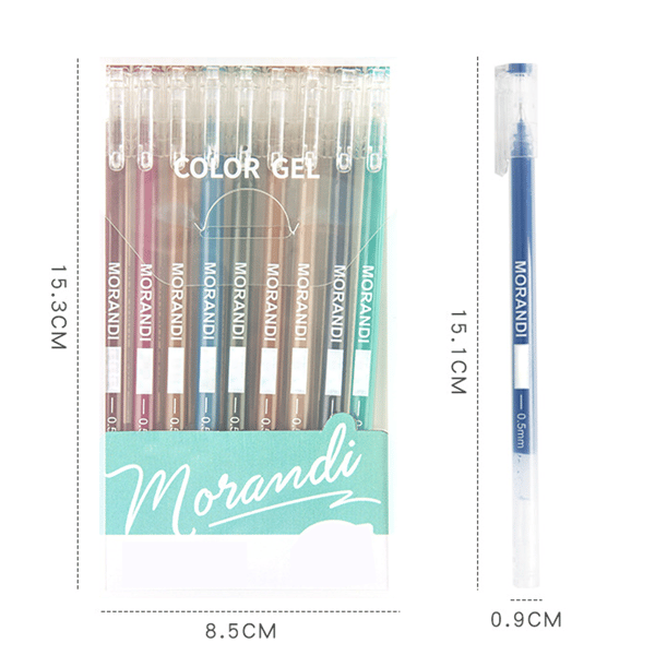 Gelpenne (0,5 mm), Assorterede farver, 9-pak