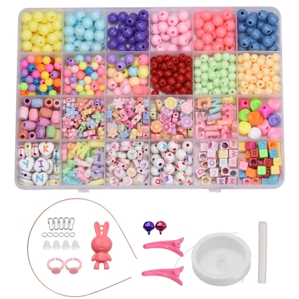 Pärlor Armband Craft Kit Blandad Färg Bokstav Fisk Stjärna Blomma Godis Pärlor Akryl Distanspärlor för Smyckestillverkning Handgjord DIY Armband Halsband