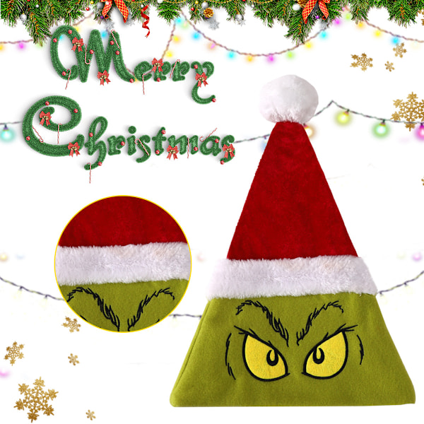 Grinch Julhatt - Het Säljande Cartoon Animation Julhatt för Vuxna och Barn - Julgåva Dekoration Cartoon Julhatt