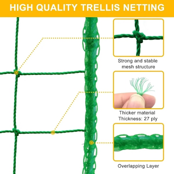 1,8×3,6m Grøn Nylon Havegitternet til Klatreplanter Robust Net til Agurk Tomat Druer Havetilbehør