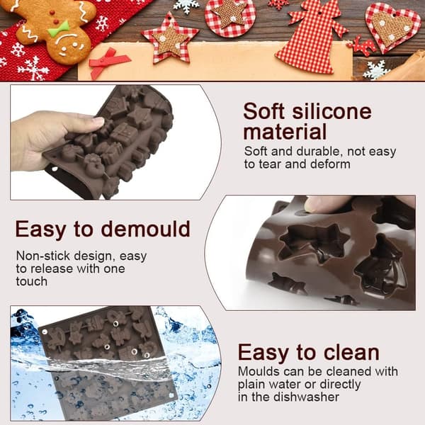 Julechokoladeforme silikone chokoladeform 25-hulrums juleforme non-stick chokolade silikoneforme 3D jule slikform bakker