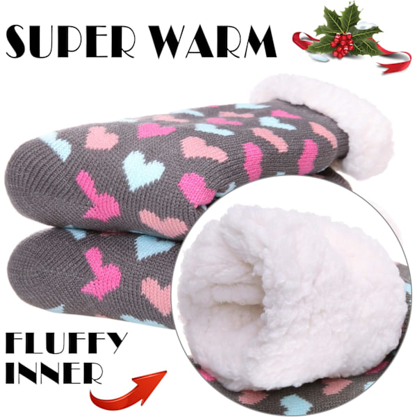 Dam Fleece Foder Fuzzy Mjuka Varma Vinter Jul Tofflor Strumpor