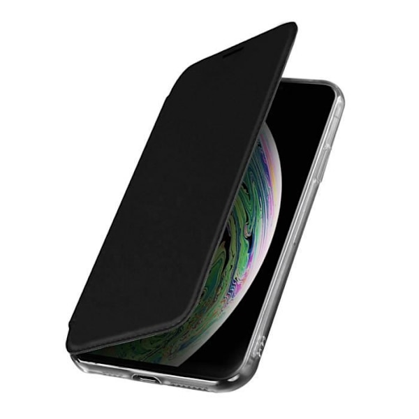 iPhone XS Max Folio Rigid Flip Case med integrerad spegel tunn och lätt svart svart