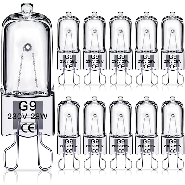 G9 halogenpære 28W, 230V, 10-pak