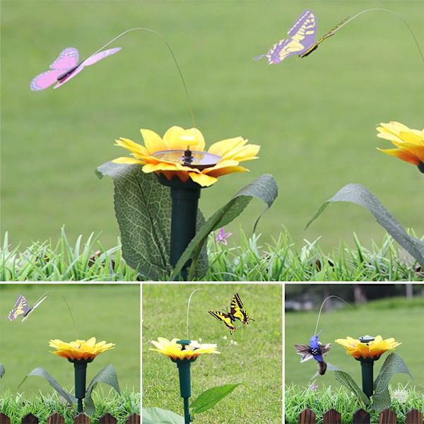 Solcelledrevet dansende flagrende sommerfugle flyvende kolibri haveplanter blomster pæl haveplæneindretning mix farve Mix Color Butterfly