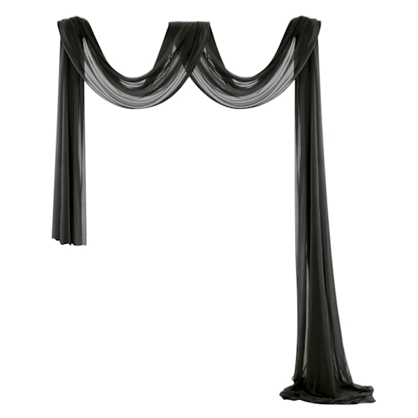 Stilfuld Vindue Sjal Valance Blød Lys Vindue Gardin Hjem Soveværelse Dekoration Sort Black 1.5*5M