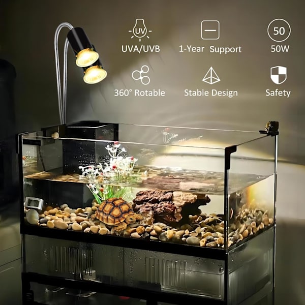 4-pak skildpadde varmelampe, 25/50/75W UVA UVB Reptil Skildpadde Glødepærer til amfibietanke, terrarier og bure, fungerer med forskellige lamparmaturer 50W