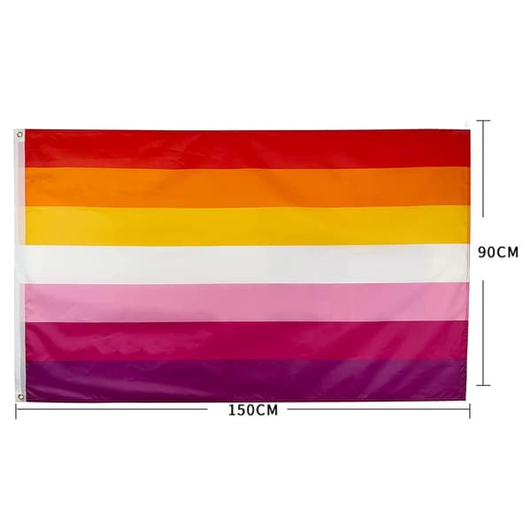 90*150 cm Lesbisk Pride Regnbueflag, Farveægte og Levende Farver