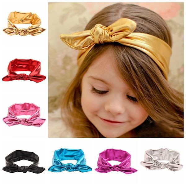 Nytt Mode Barn Metallic Dirty Stor Rosett Baby Flickor Elasticitet Hårband (1st, Guld) - Perfekt