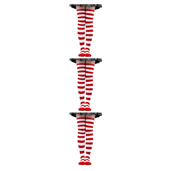 1/2/3/5 Raidallinen Sukat Mukavat Reiden Korkeat Sukat Puku Valkoinen Punainen 50cm White Red 50cm 3 Sets