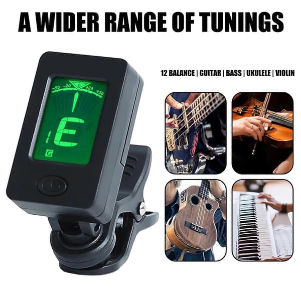 Gitarrstämmare Clip On, Gitarrstämmare, Digital Gitarrstämmare med LCD-display för Gitarr, Bas, Fiol, Stränginstrument Flerfärgad Multicolor