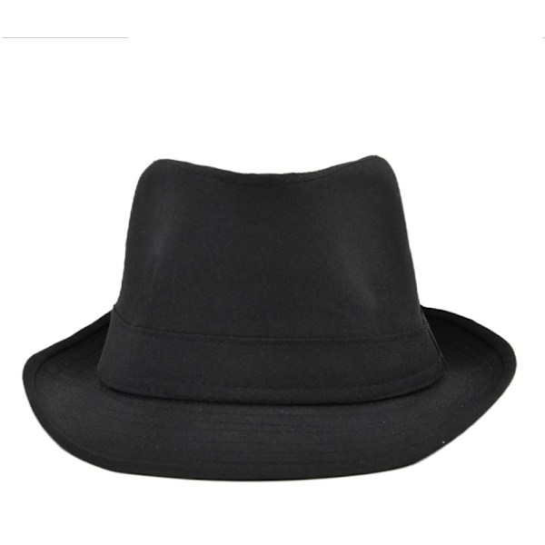 Elegant Fedora Hat Herre Classic Fashion Panama Fedora Hat Retro Kort Bræt Jazz Hat Gentleman Vinter Hat Gave til Far 56-58cm (Sort)